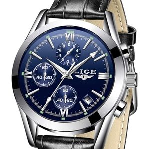 Mens Watch Leather Analog Quartz Wristwatch Men